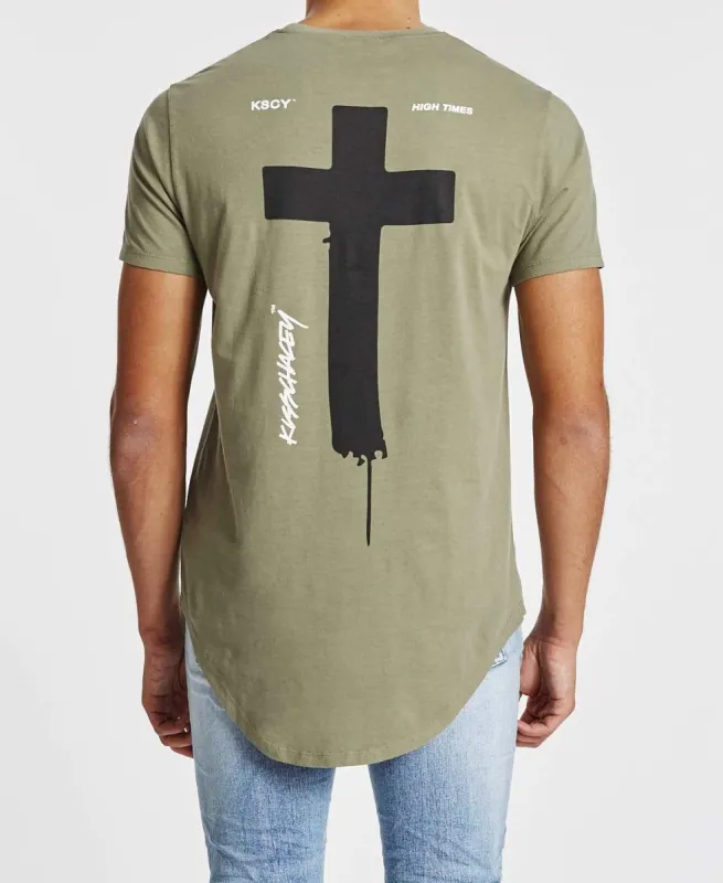 Trap Door Dual Scoop T-Shirt Pigment Khaki sold by Neverland