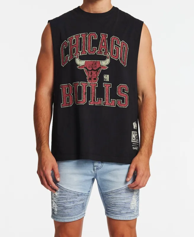 Chicago Bulls Vintage HWC Ivy Arch Muscle Tee Faded Black made by Mitchell & Ness