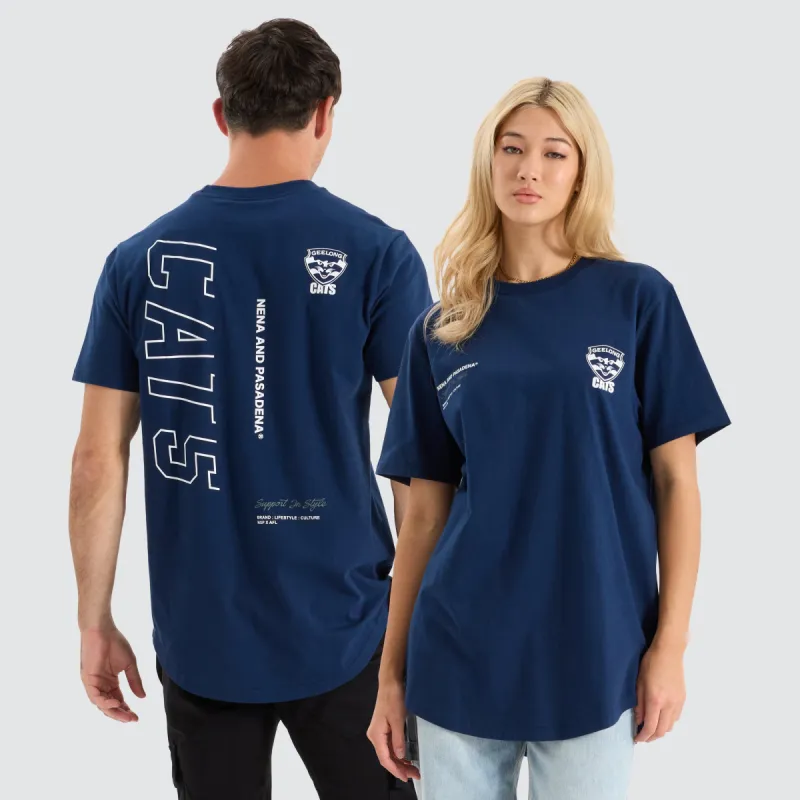 Geelong Cats AFL Dual Curved Tee Navy sold by Neverland