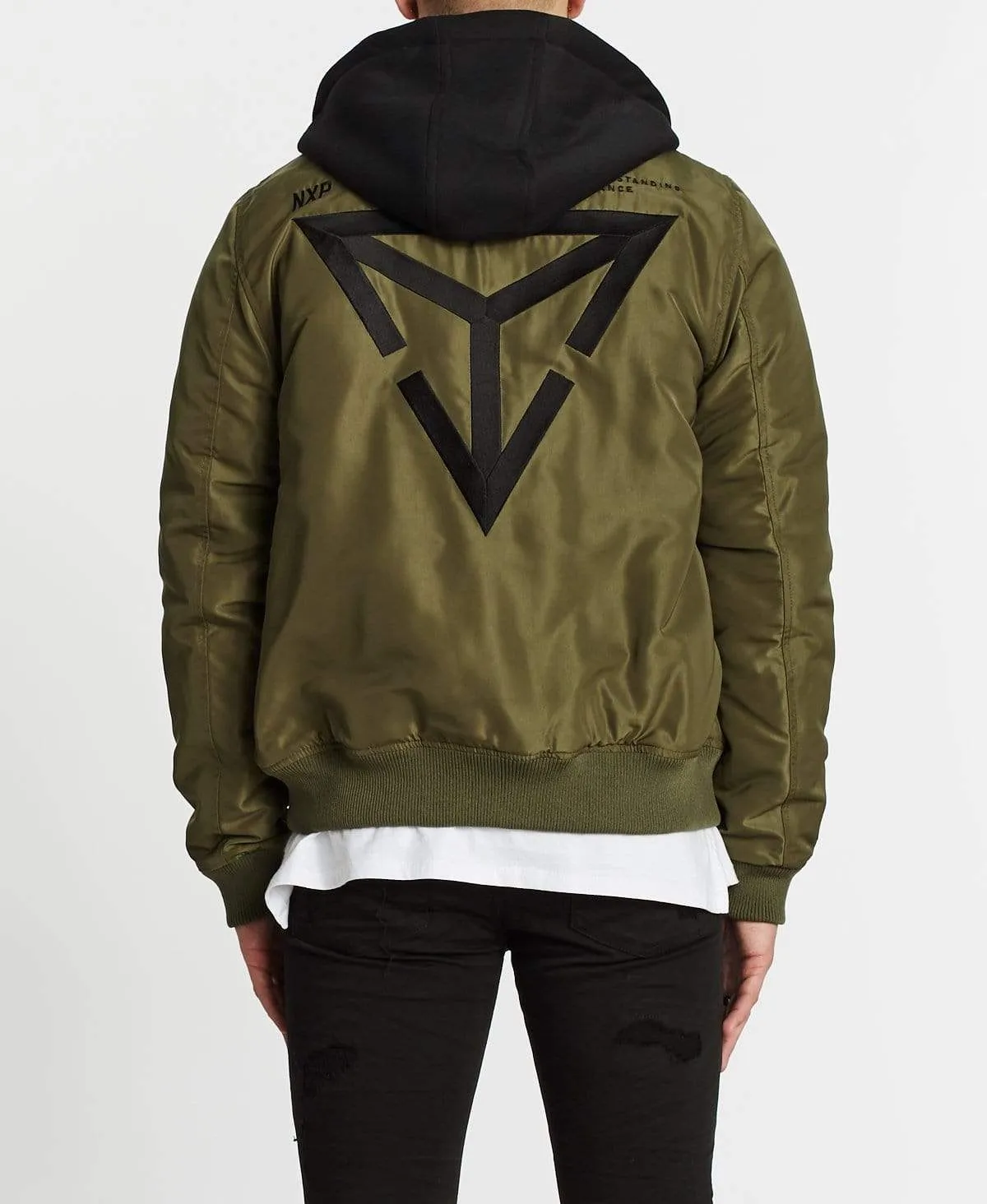 Hampden Hooded Bomber Jacket Khaki sold by Neverland