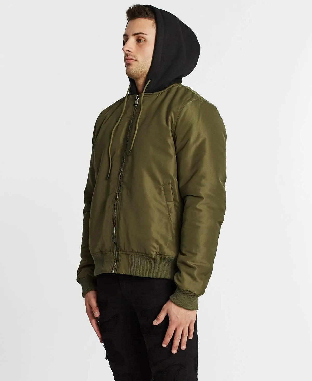 Hampden Hooded Bomber Jacket Khaki sold by Neverland product image thumbnail 5