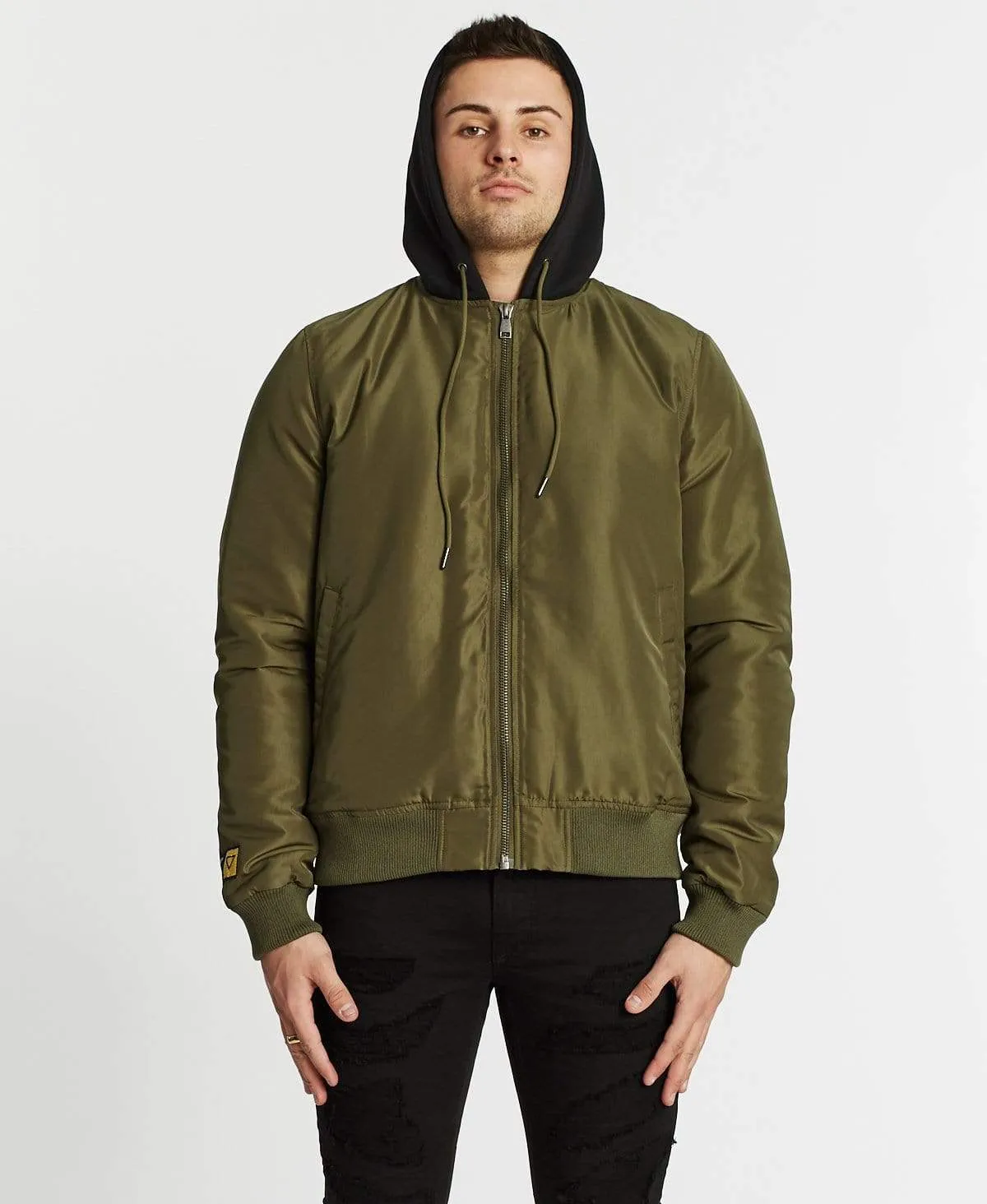 Hampden Hooded Bomber Jacket Khaki sold by Neverland product image thumbnail 4