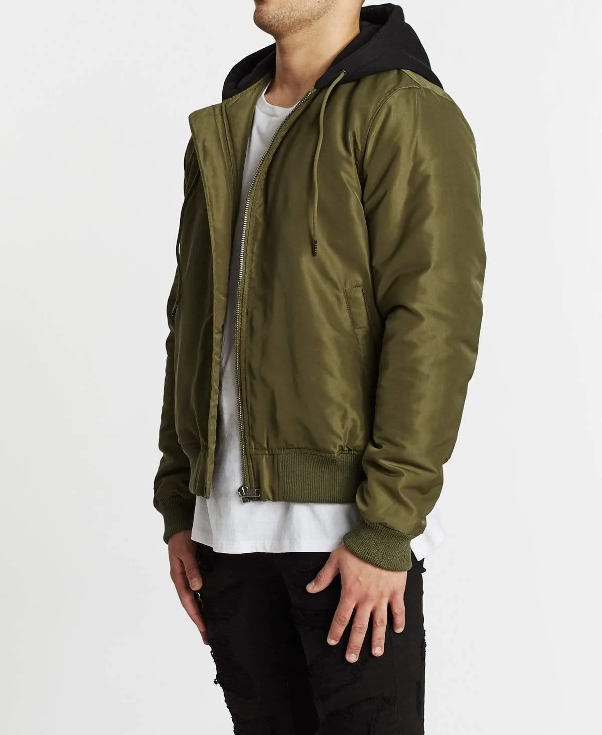 Hampden Hooded Bomber Jacket Khaki sold by Neverland product image thumbnail 3