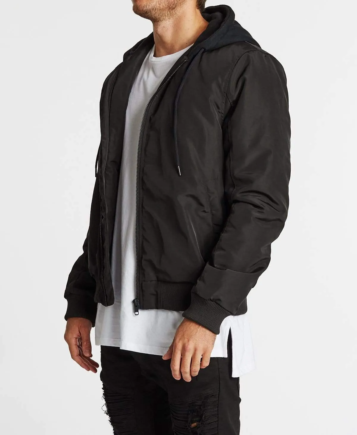 Omega Hooded Bomber Jacket Jet Black sold by Neverland product image thumbnail 3