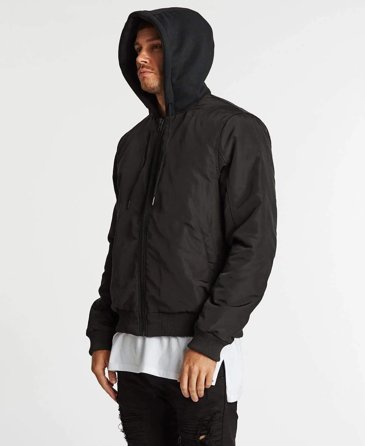Omega Hooded Bomber Jacket Jet Black sold by Neverland product image thumbnail 5