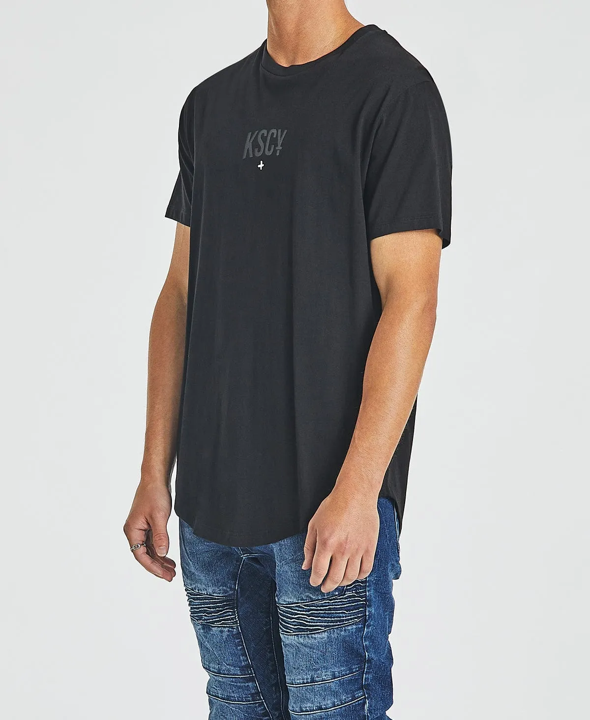 Noir Dual Curved T-Shirt Jet Black sold by Neverland product image thumbnail 5