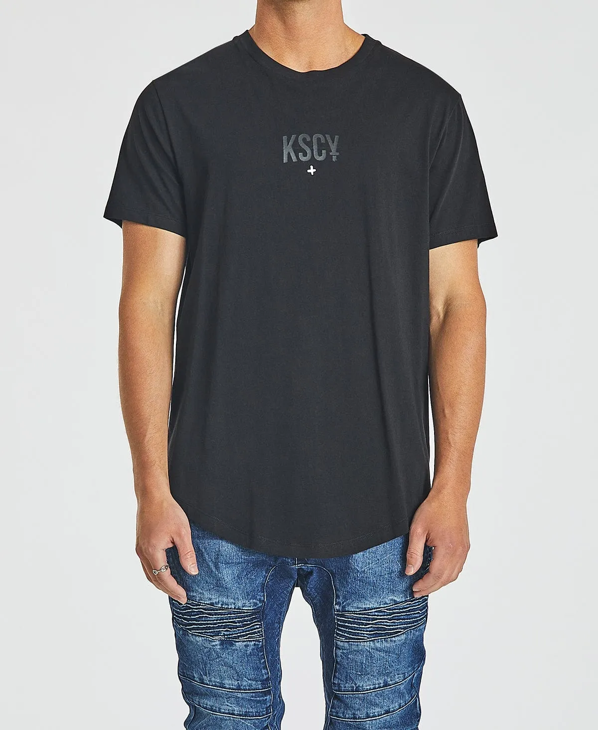 Noir Dual Curved T-Shirt Jet Black sold by Neverland product image thumbnail 4