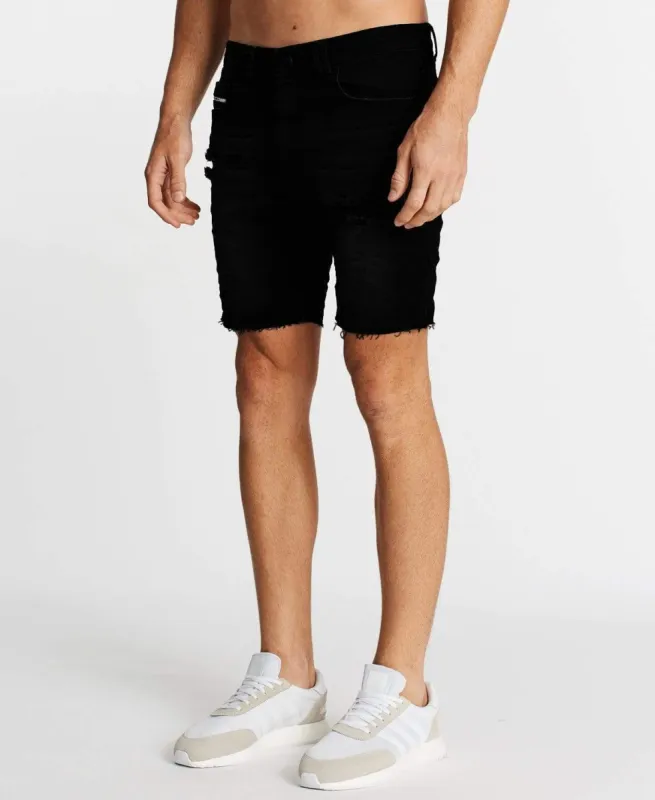 Rawlins Denim Shorts Destroyed Jet Black sold by Neverland