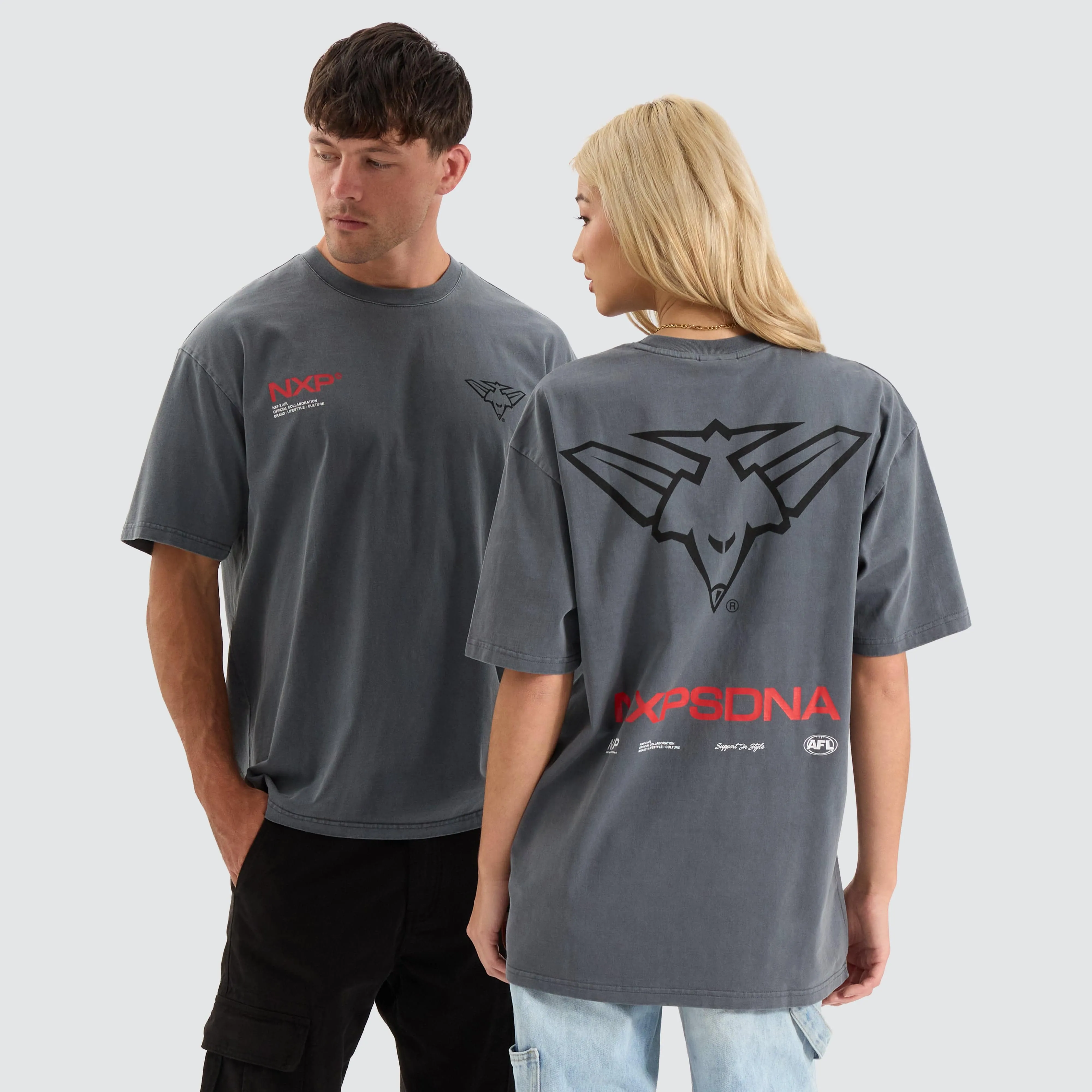 Essendon Bombers AFL Box Fit Tee Pigment Charcoal sold by Neverland