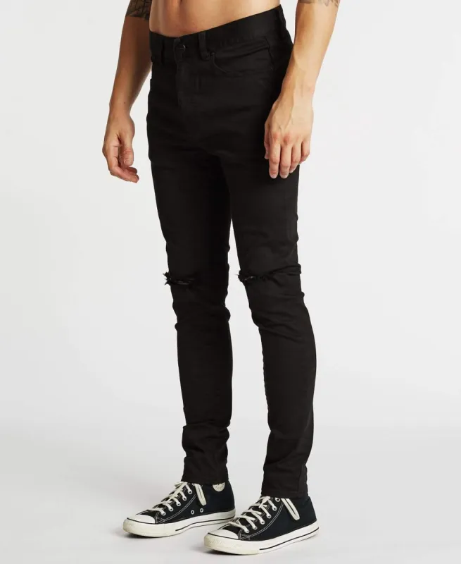 NX Mens Skinny Jean Destroyed Jet Black sold by Neverland
