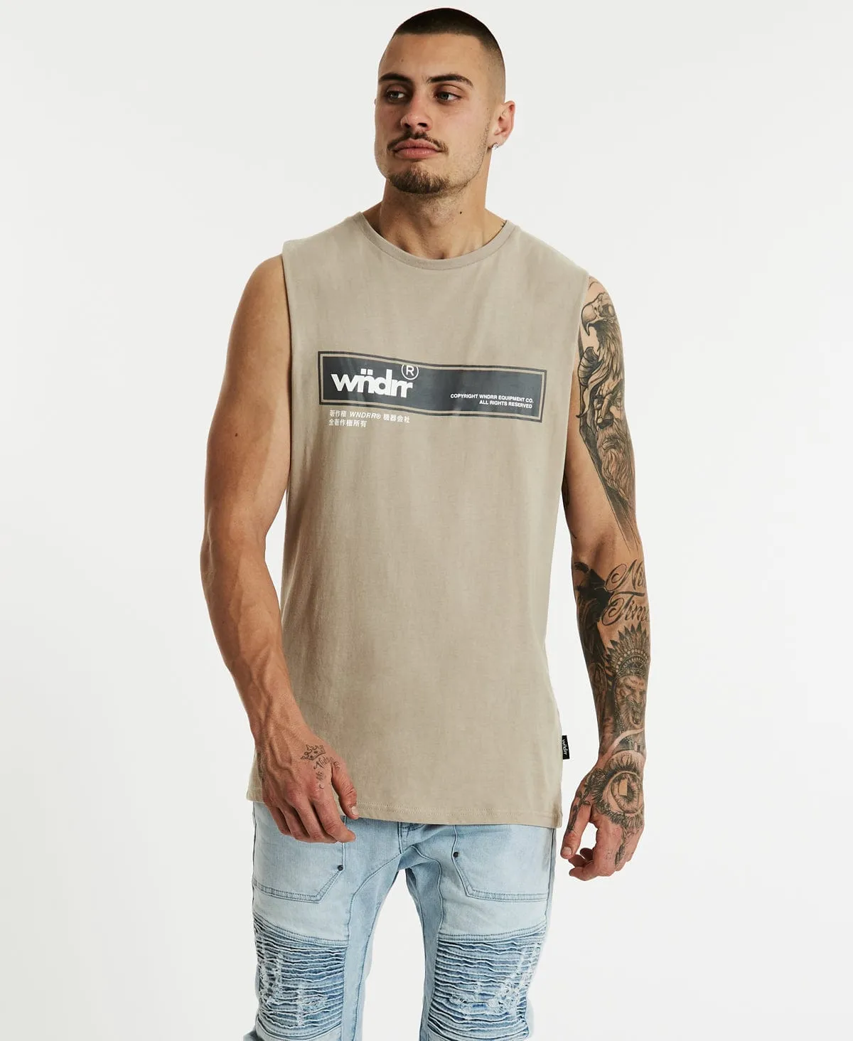 Bad Habits Muscle Tee Stone sold by Neverland