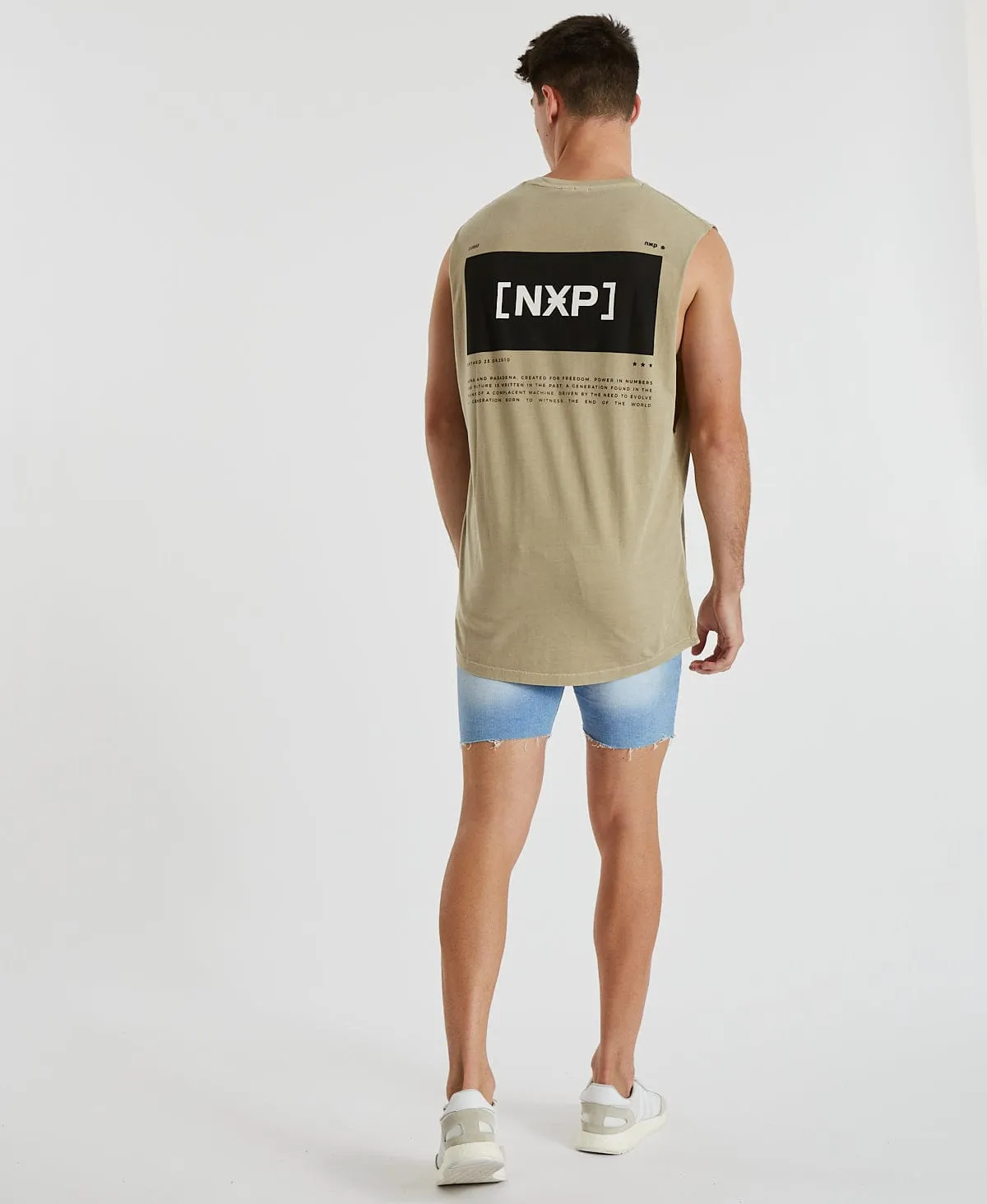 Electric Scoop Back Muscle Tee Pigment Light Taupe Brown sold by Neverland product image thumbnail 5