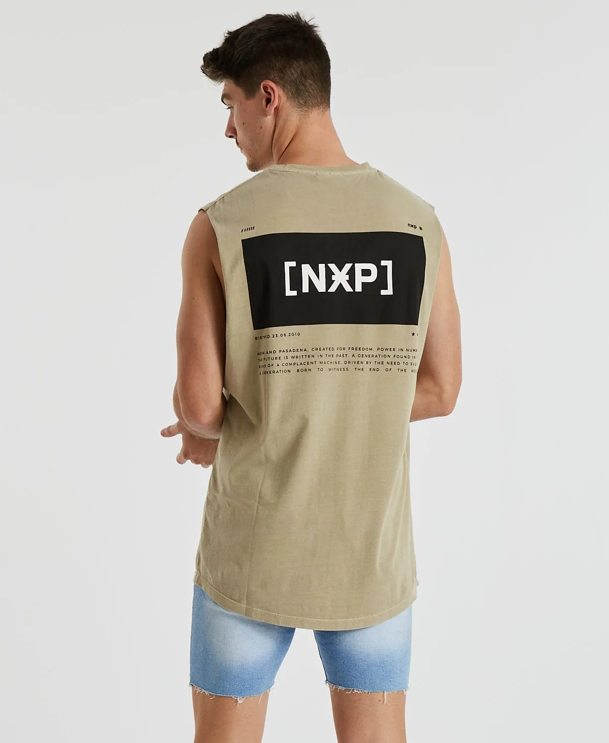 Electric Scoop Back Muscle Tee Pigment Light Taupe Brown sold by Neverland