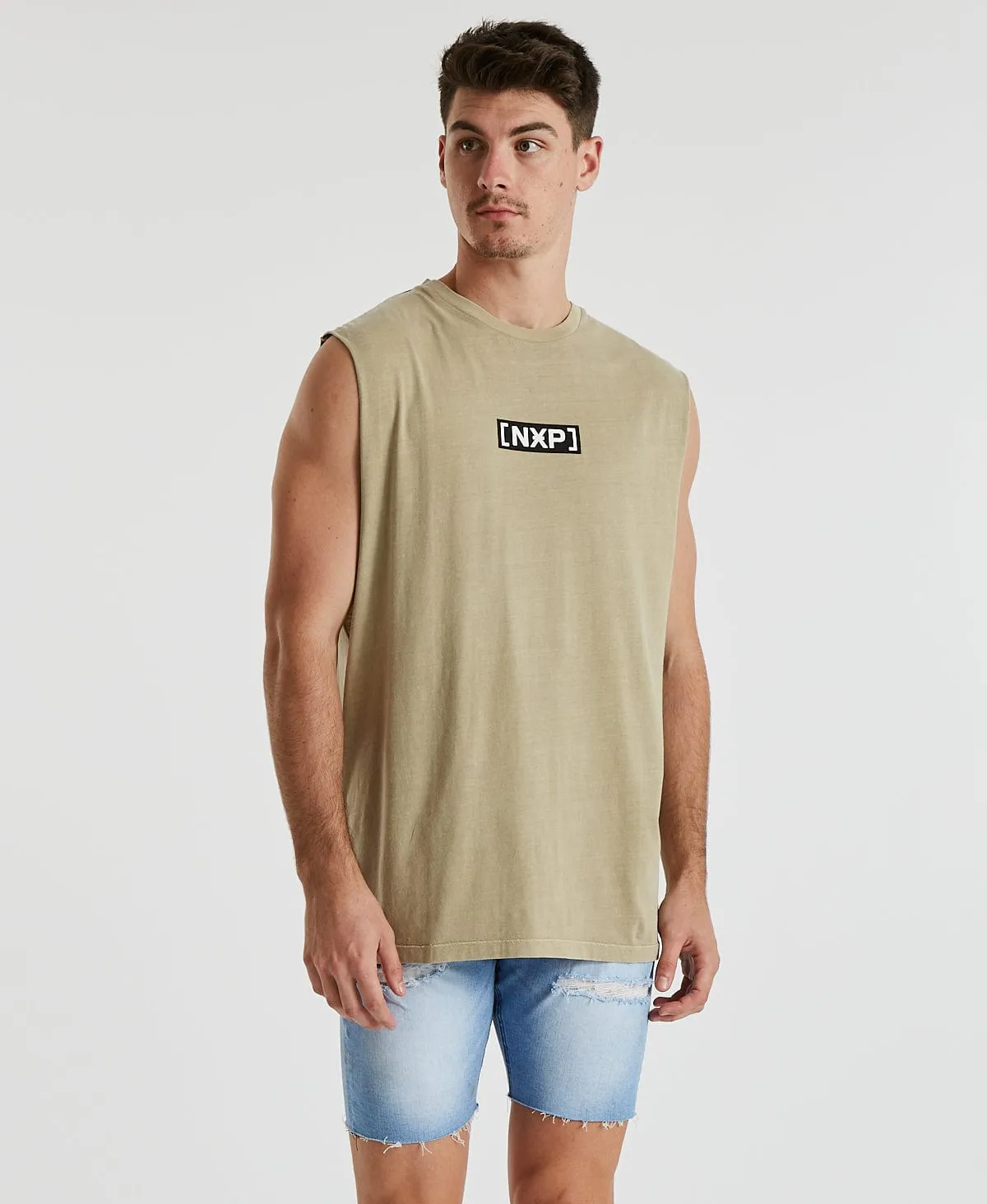 Electric Scoop Back Muscle Tee Pigment Light Taupe Brown sold by Neverland product image thumbnail 3