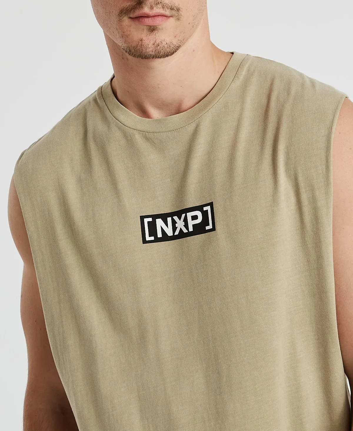 Electric Scoop Back Muscle Tee Pigment Light Taupe Brown sold by Neverland product image thumbnail 2