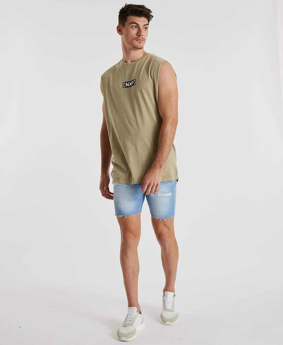 Electric Scoop Back Muscle Tee Pigment Light Taupe Brown sold by Neverland product image thumbnail 4