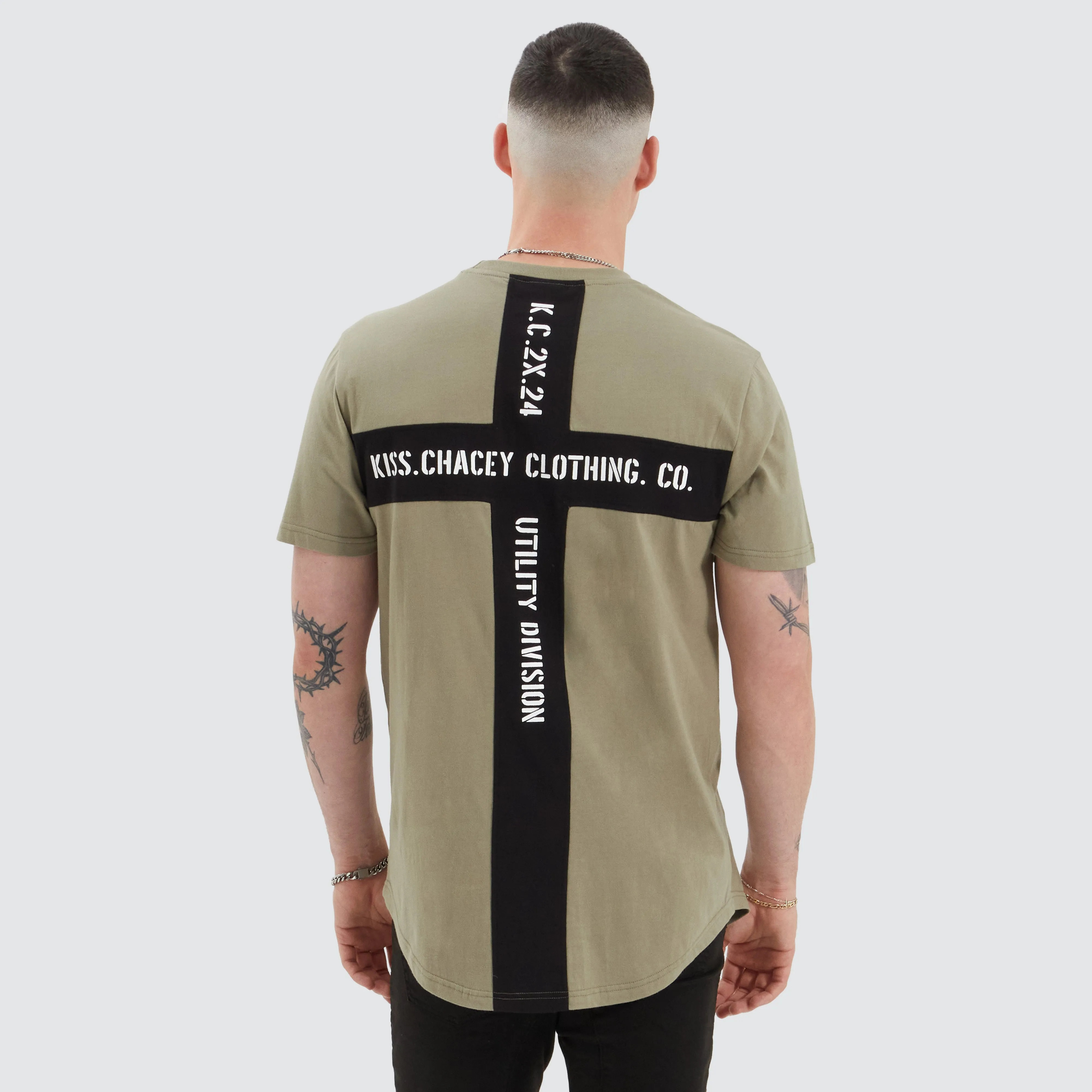 Amery Dual Curved Tee Khaki/Black sold by Neverland