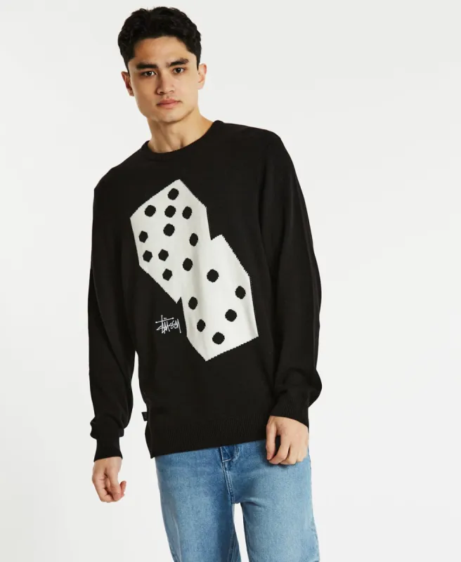 Dice Knit Crew Jumper Black sold by Neverland