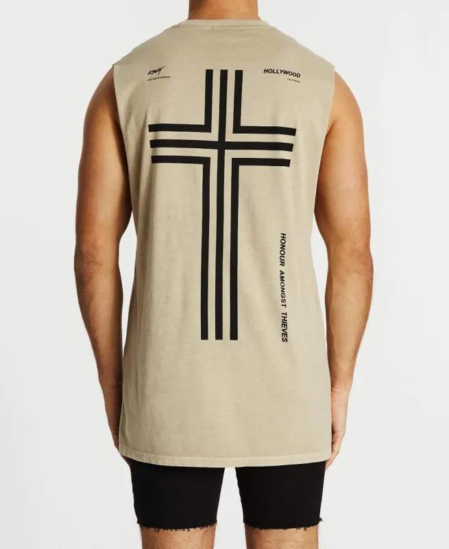 Stolen Step Hem Muscle Tee Pigment Sand sold by Neverland