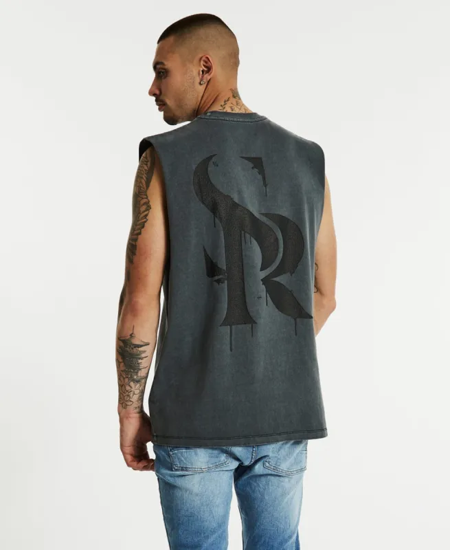 Thunderstruck Rock Fit Muscle Tee Pigment Charcoal sold by Neverland