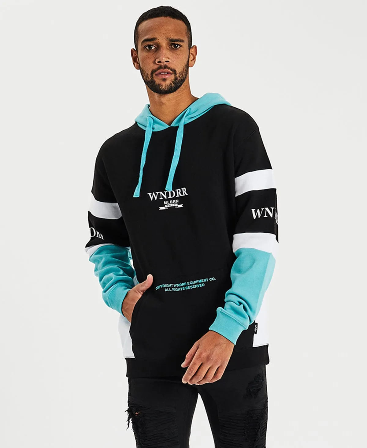 Array Panel Hoodie Black/Teal sold by Neverland