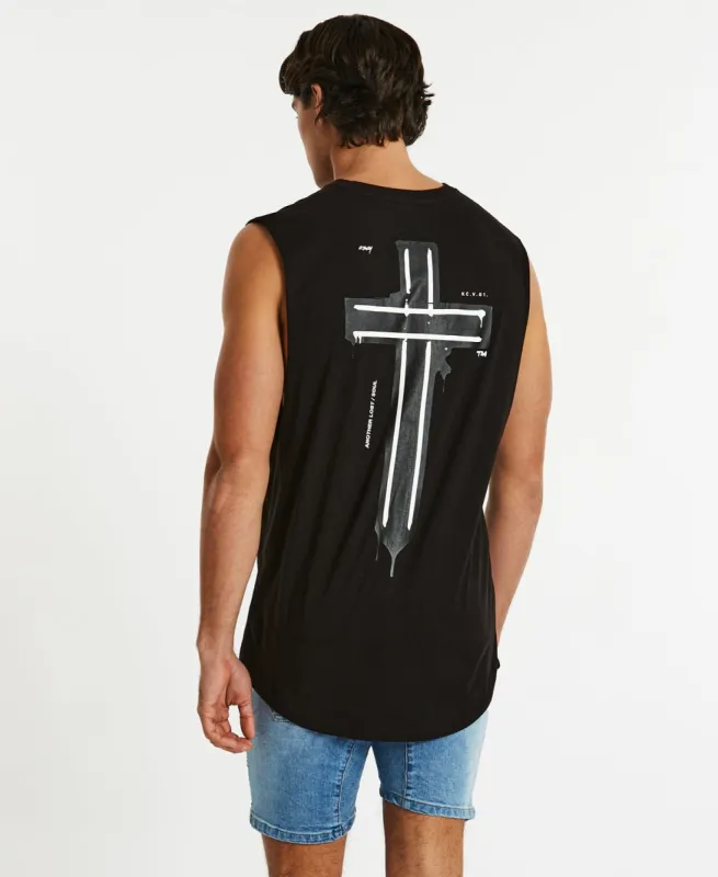 Denial Dual Curved Muscle Tee Jet Black sold by Neverland