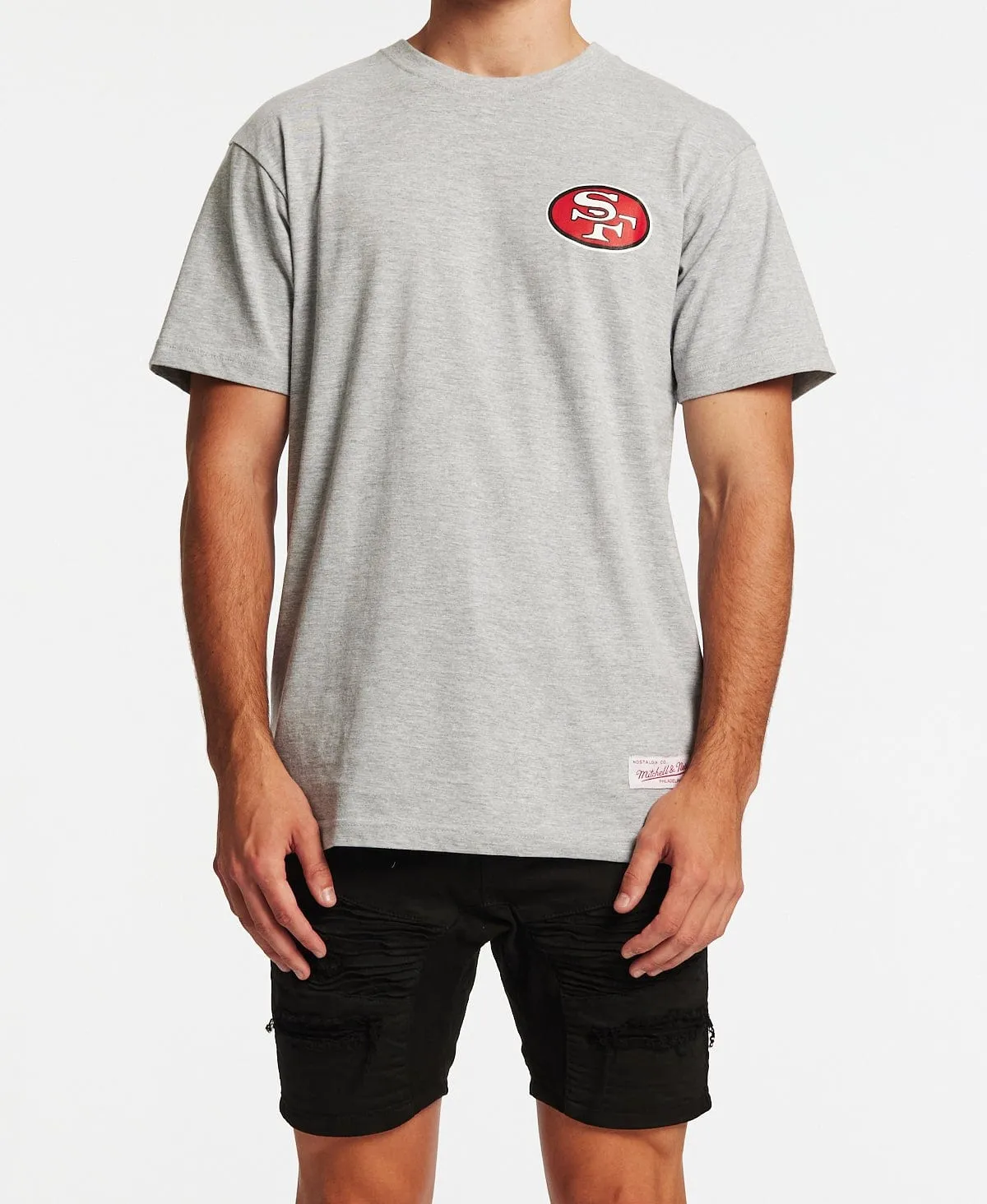 San Francisco 49ers Retro Repeat T-Shirt Grey Marle sold by Neverland
