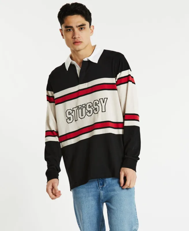 Keyline Long Sleeve Rugby Top Black sold by Neverland