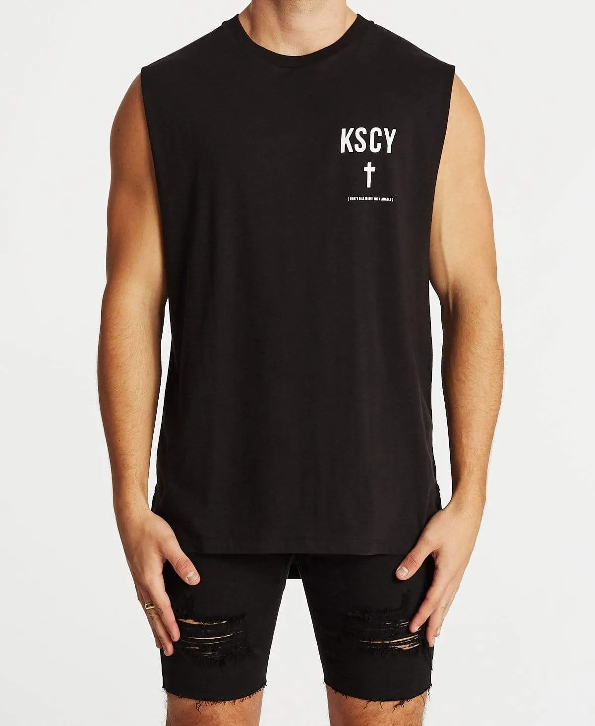 The Fall Step Hem Muscle Tee Jet Black sold by Neverland product image thumbnail 2