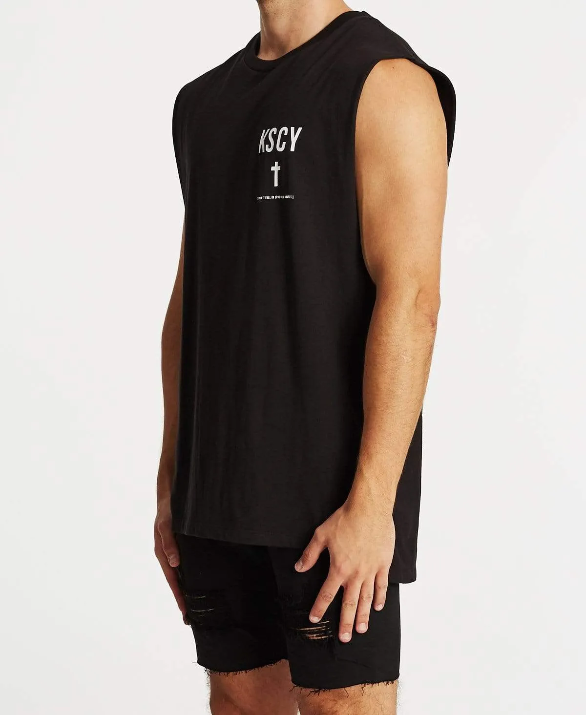 The Fall Step Hem Muscle Tee Jet Black sold by Neverland product image thumbnail 3