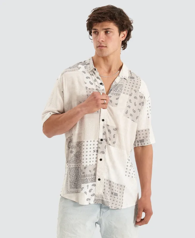 Diamond District Relaxed Short Sleeve Shirt White Print sold by Neverland