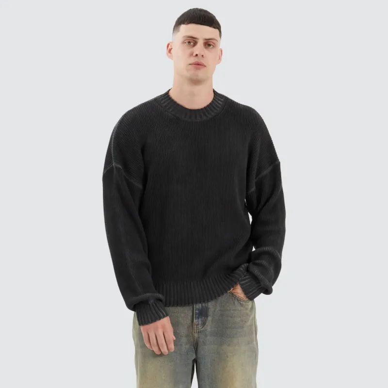 Pershore Knit Jumper Oil Wash Black sold by Neverland