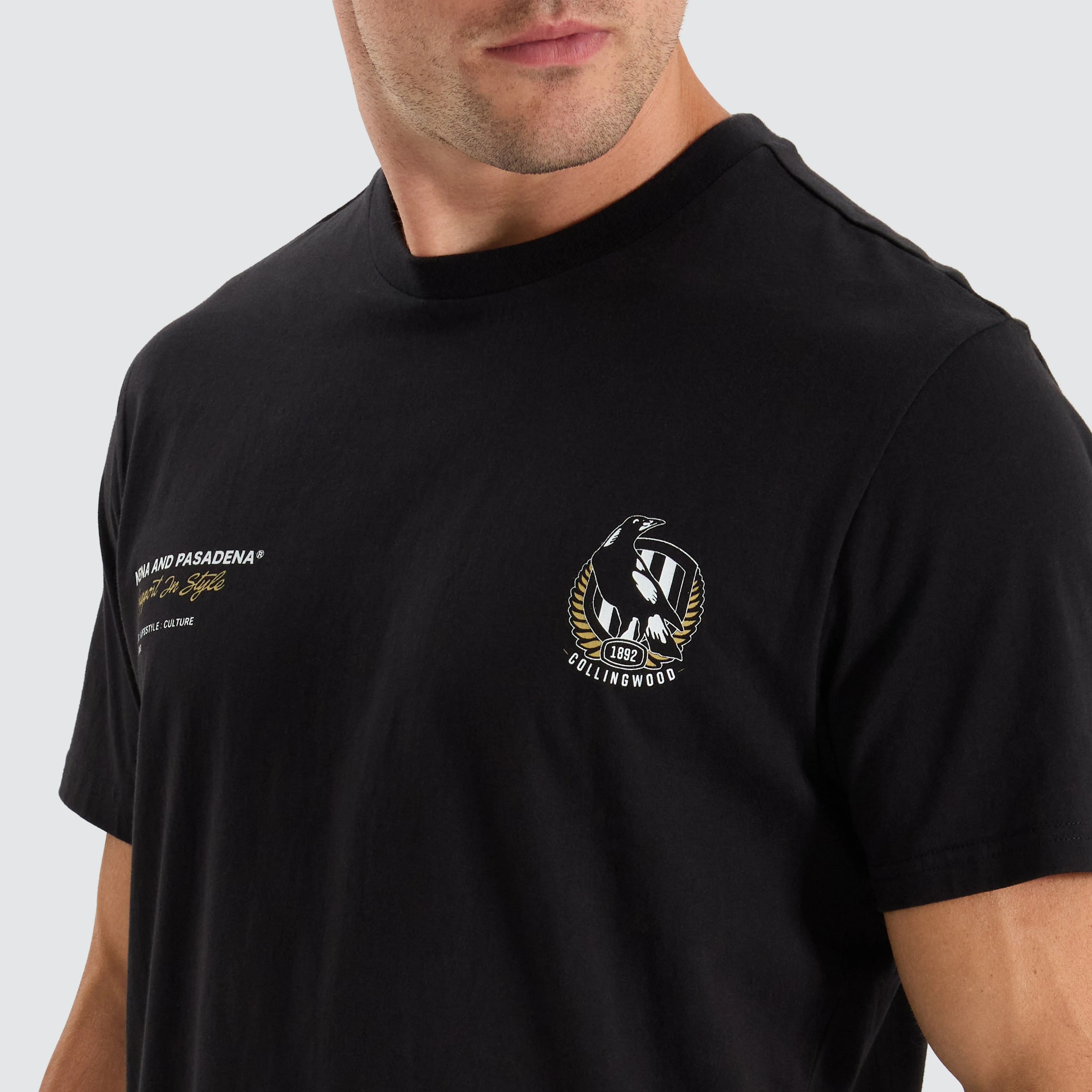 Collingwood Magpies AFL Dual Curved Tee Jet Black sold by Neverland product image thumbnail 3