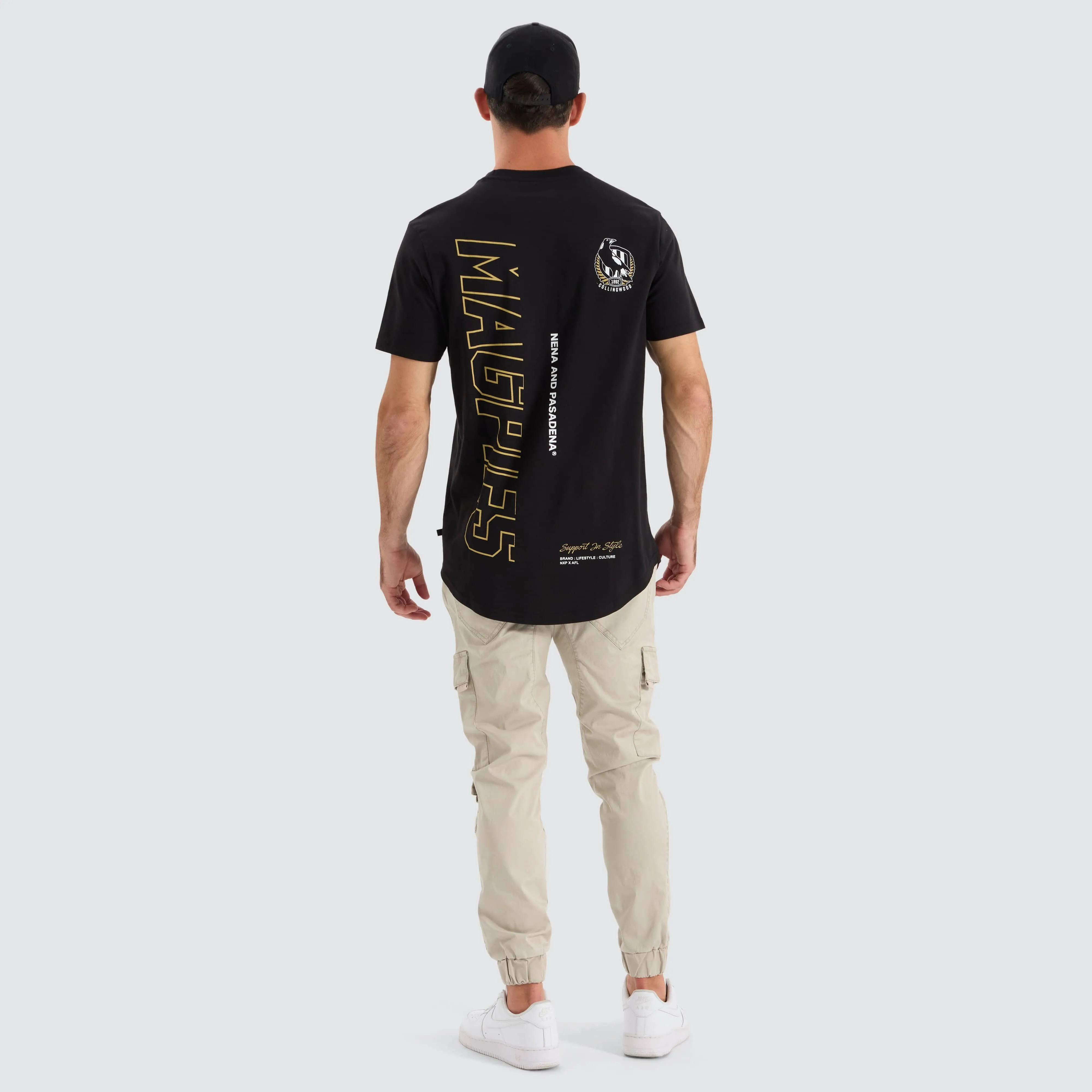 Collingwood Magpies AFL Dual Curved Tee Jet Black sold by Neverland product image thumbnail 5