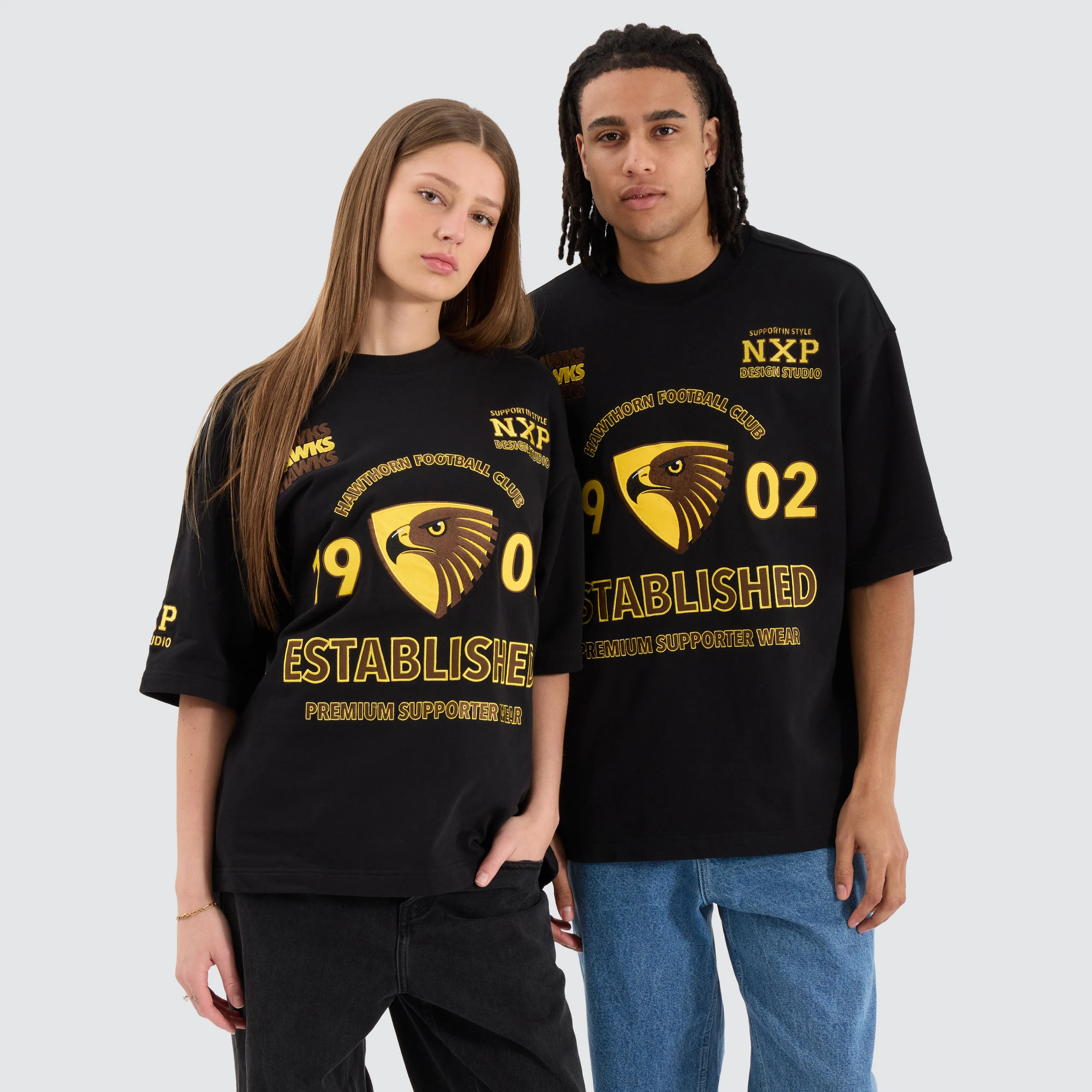 Hawthorn Hawks AFL Mega Loopback Tee Jet Black sold by Neverland