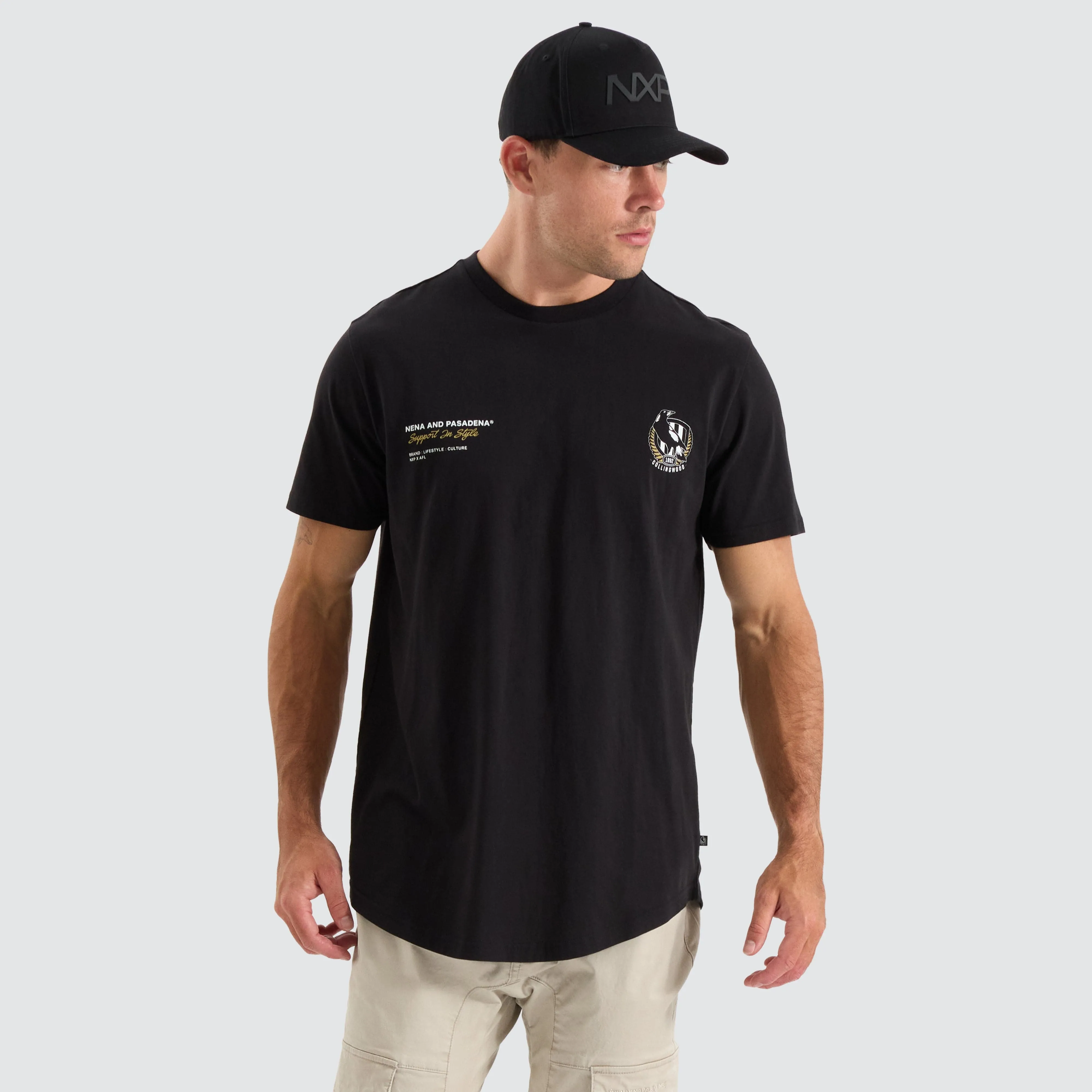 Collingwood Magpies AFL Dual Curved Tee Jet Black sold by Neverland product image thumbnail 2