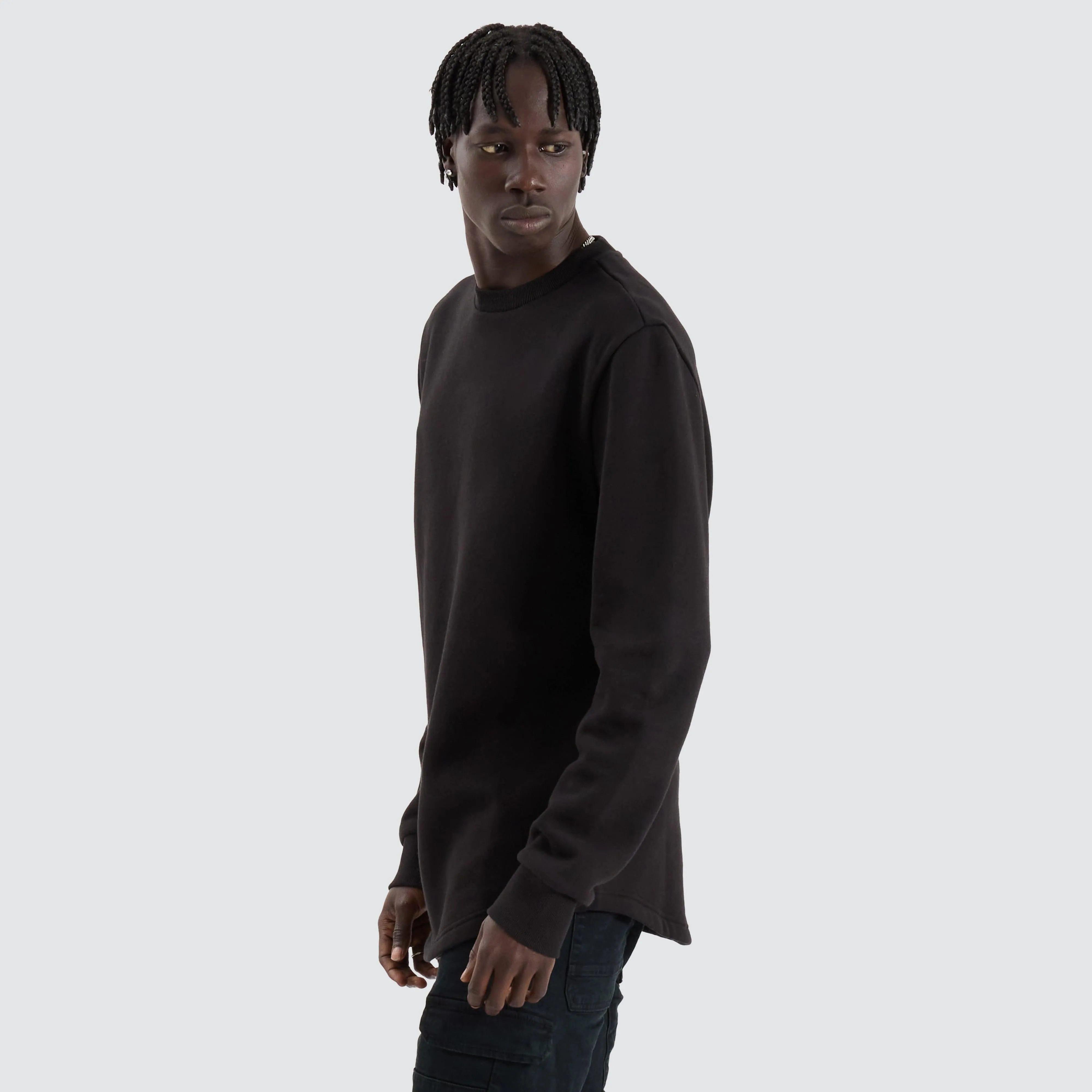 Miles Dual Curved Sweater Jet Black sold by Neverland