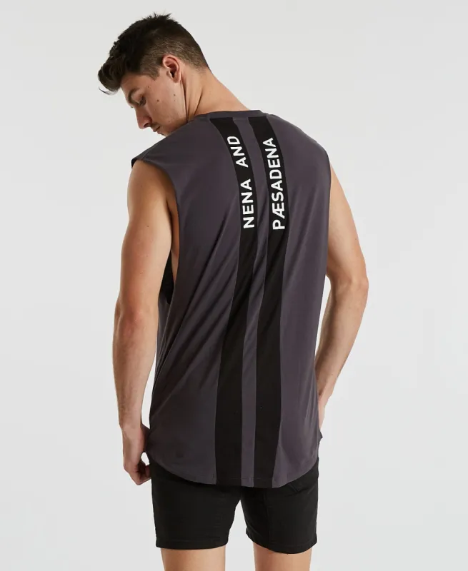 Mission Scoop Back Muscle Tee Asphalt Black sold by Neverland
