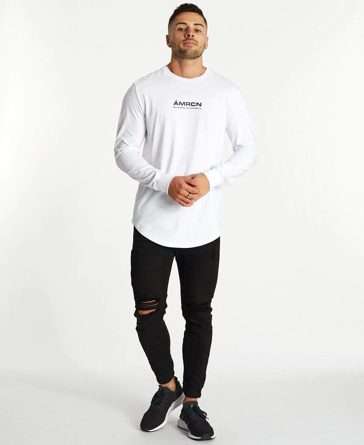 Superbe Dual Curved Long Sleeve T-Shirt White sold by Neverland product image thumbnail 4