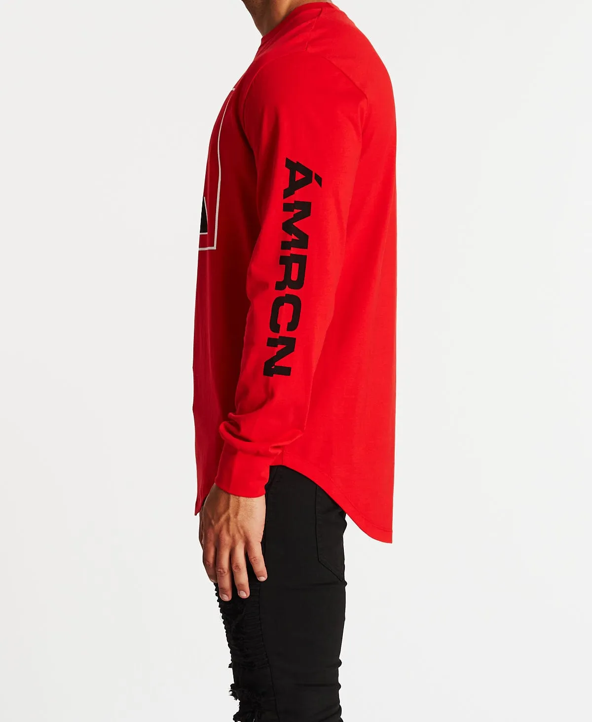Regner Dual Curved Long Sleeve T-Shirt Red sold by Neverland product image thumbnail 4