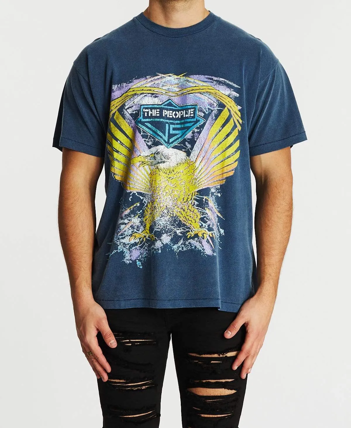 Lightning Eagle Vintage T-Shirt Washed Navy sold by Neverland