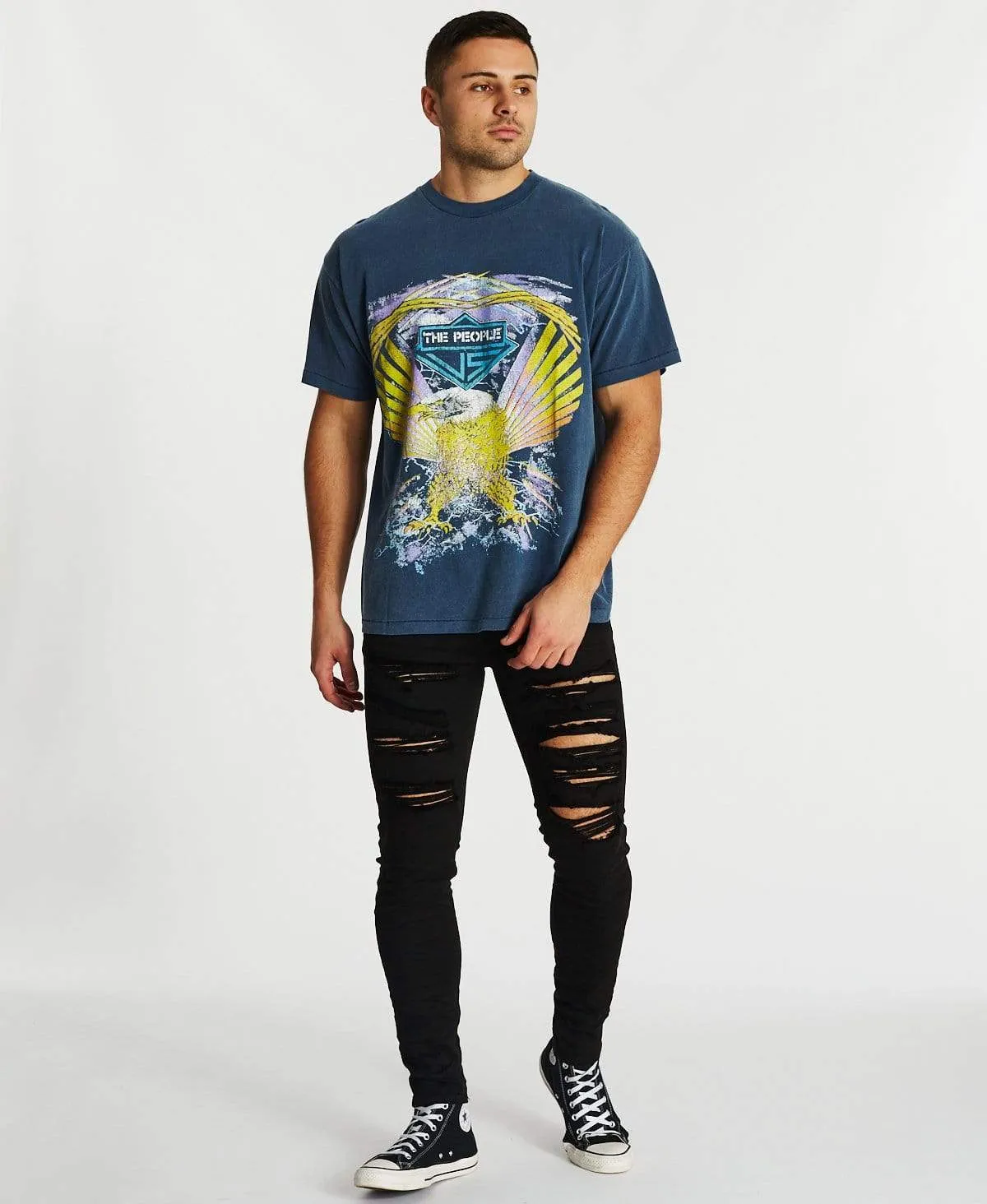 Lightning Eagle Vintage T-Shirt Washed Navy sold by Neverland product image thumbnail 4