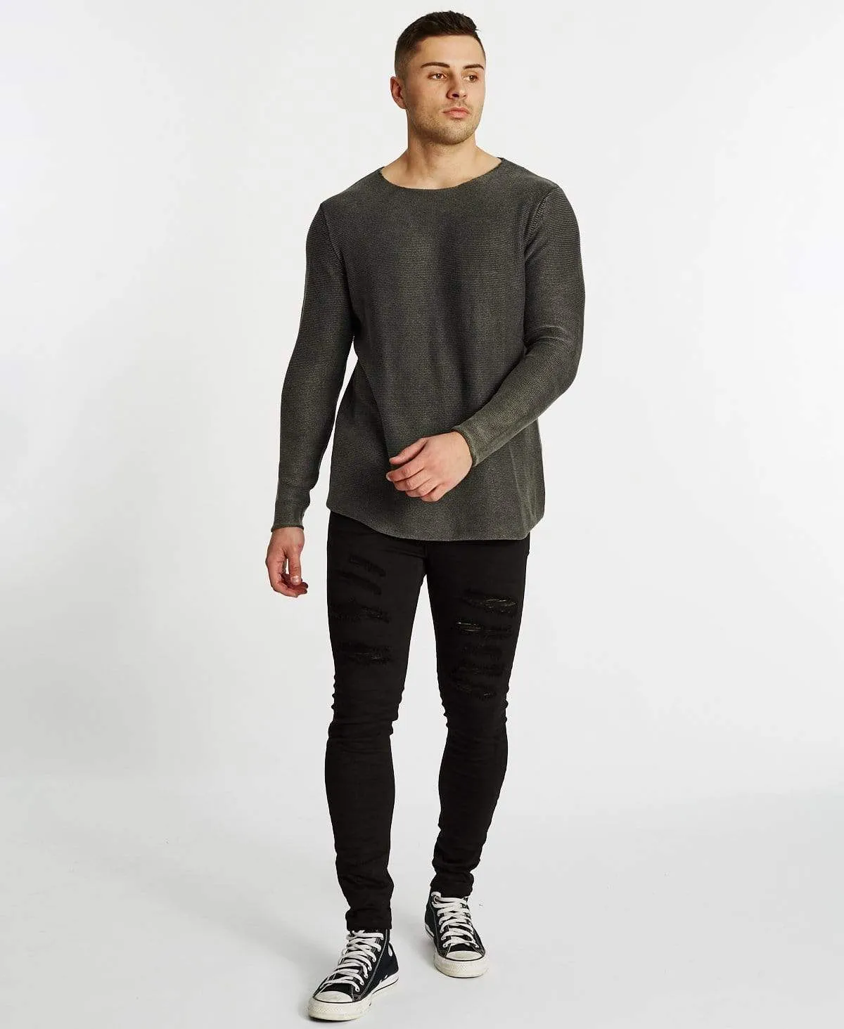 Karma Curved Hem Knit Jet Black sold by Neverland product image thumbnail 4