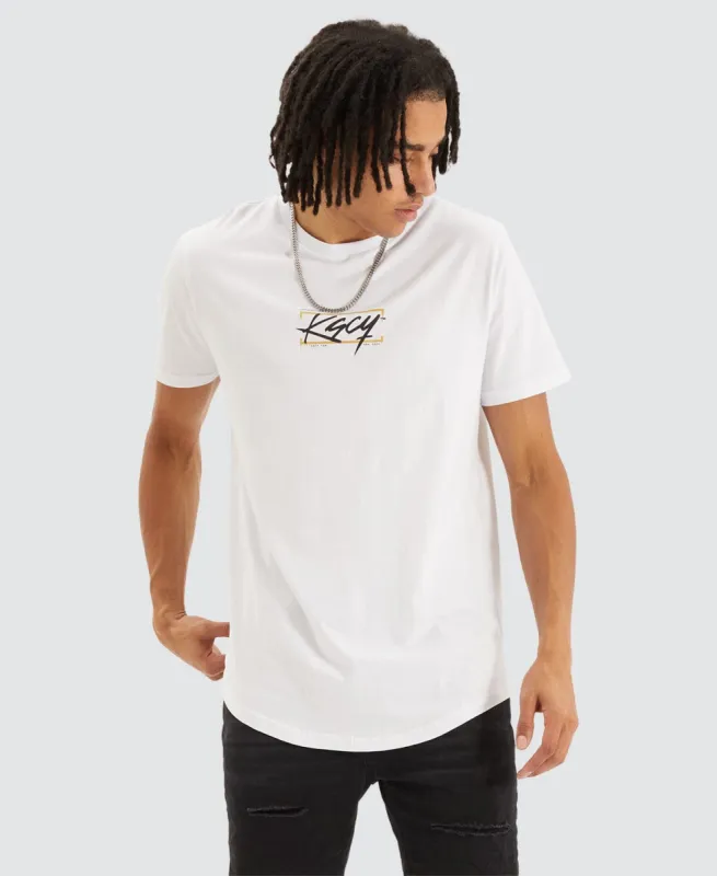 Forever Noir Dual Curved T-Shirt White sold by Neverland