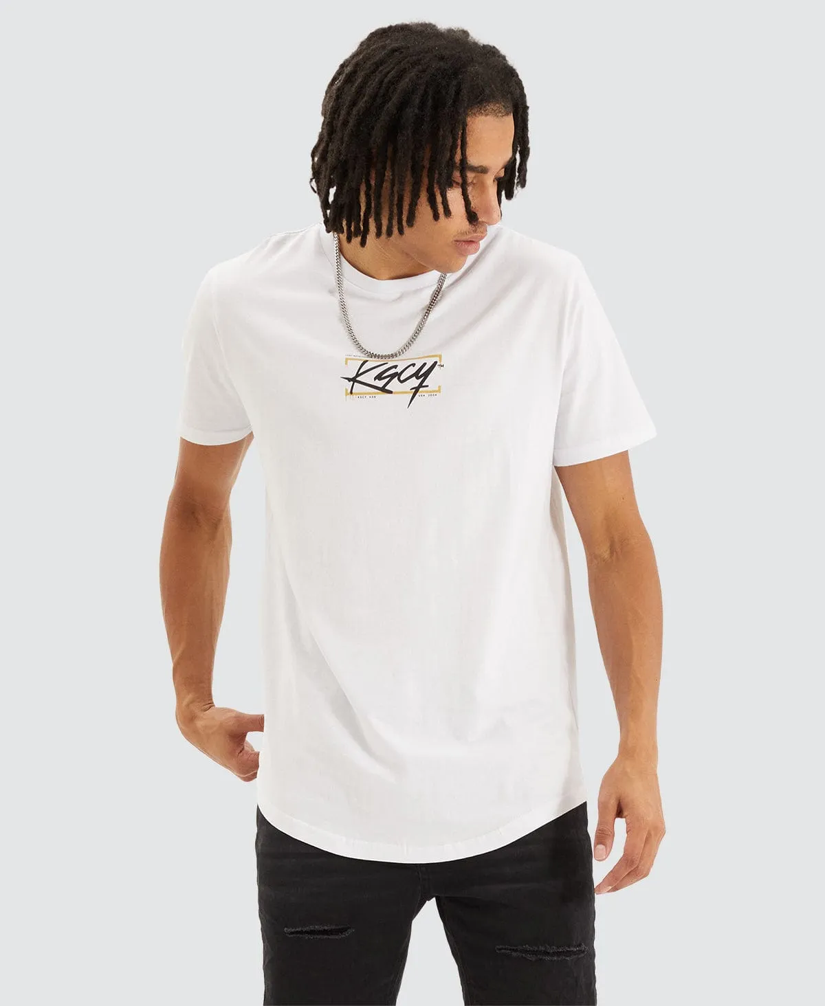 Forever Noir Dual Curved T-Shirt White sold by Neverland