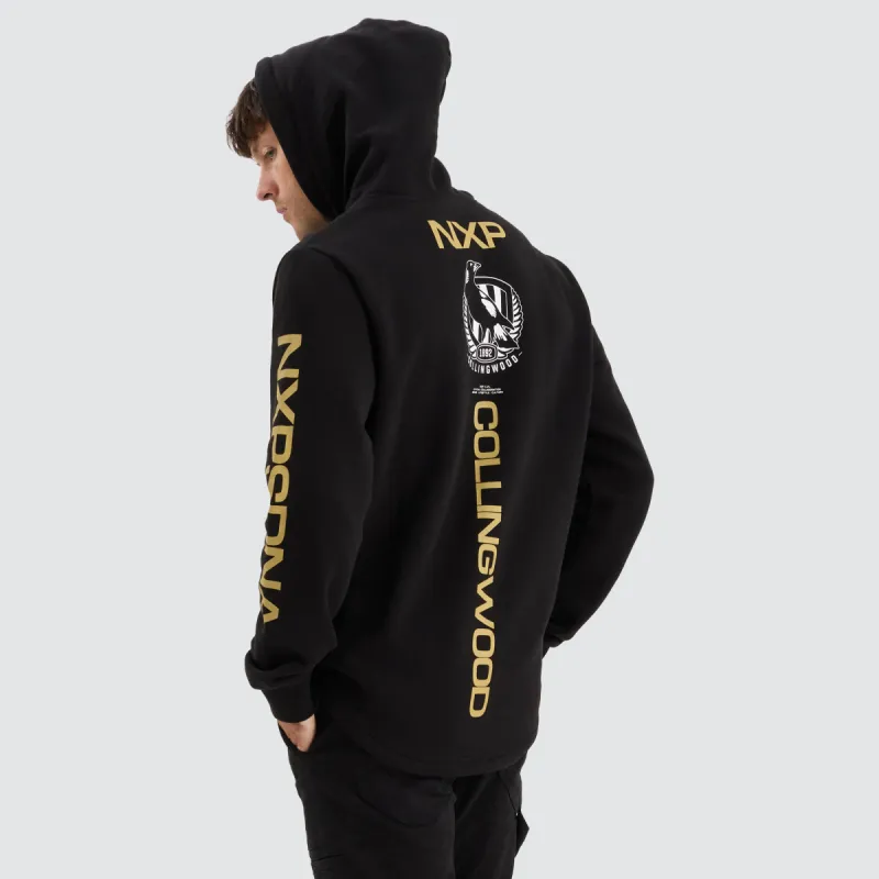 Collingwood Magpies AFL Dual Curved Hoodie Jet Black sold by Neverland