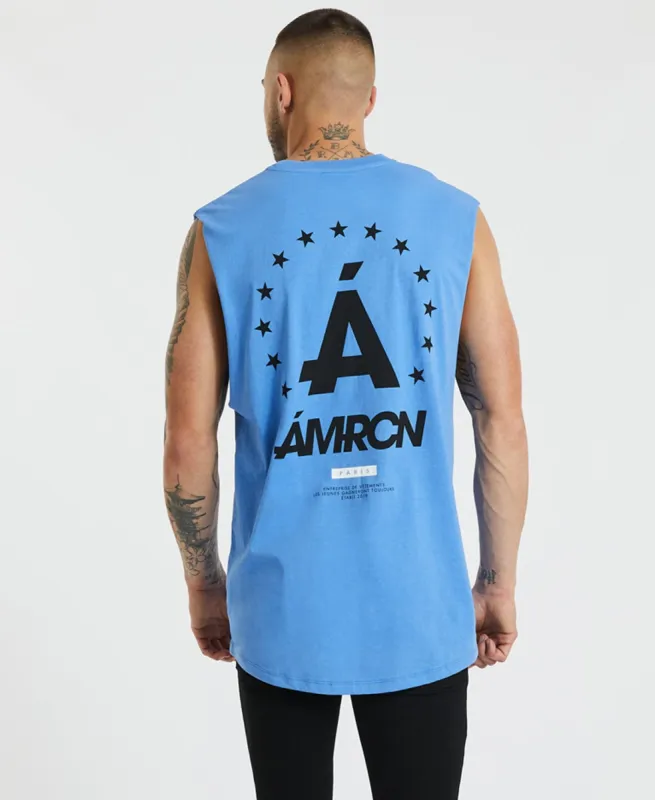 Hopewell Scoop Back Muscle Tee Provence Blue sold by Neverland