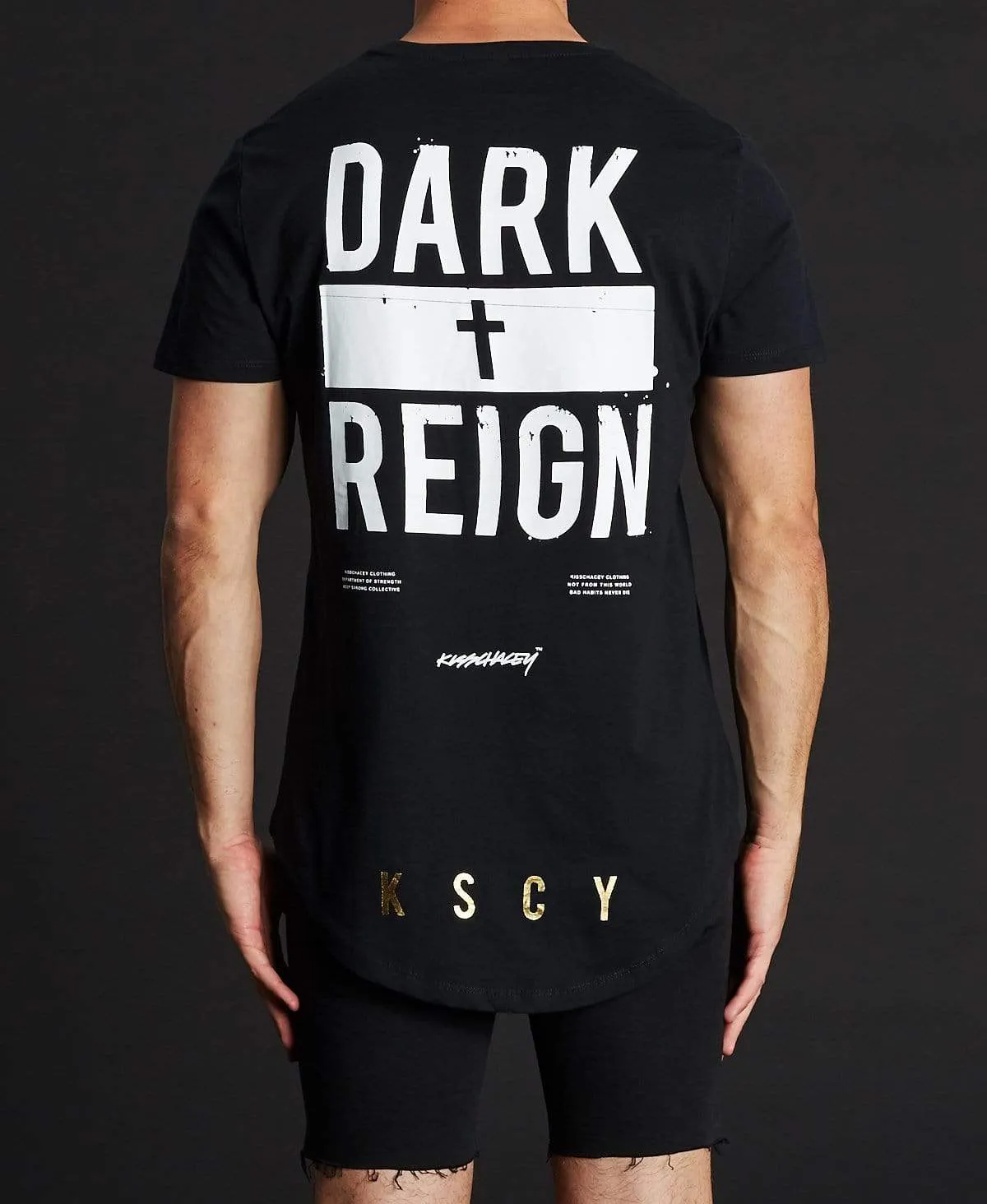 Reign Scoop Back T-Shirt Jet Black sold by Neverland