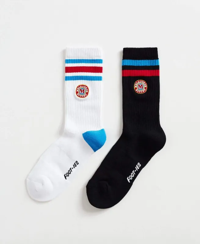 Melbourne Bitter 2 Pack Sneaker Socks White/Black sold by Neverland