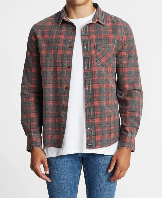 Trusted Standard Long Sleeve Shirt Burgandy/Black Check sold by Neverland